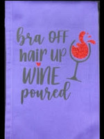 Hand Towels  Bra Off -  Hair Up - Wine Poured