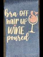 Wine Gift Bags Bra Off -  Hair Up - Wine Poured